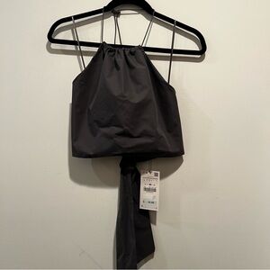 Zara crop adjustable tie back halter top